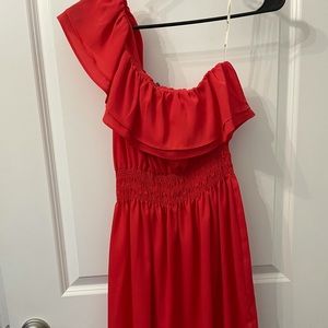 One shoulder orange/burnt orange Dress